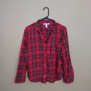 Victoria's Secret Plaid Red Pajama Shirt
